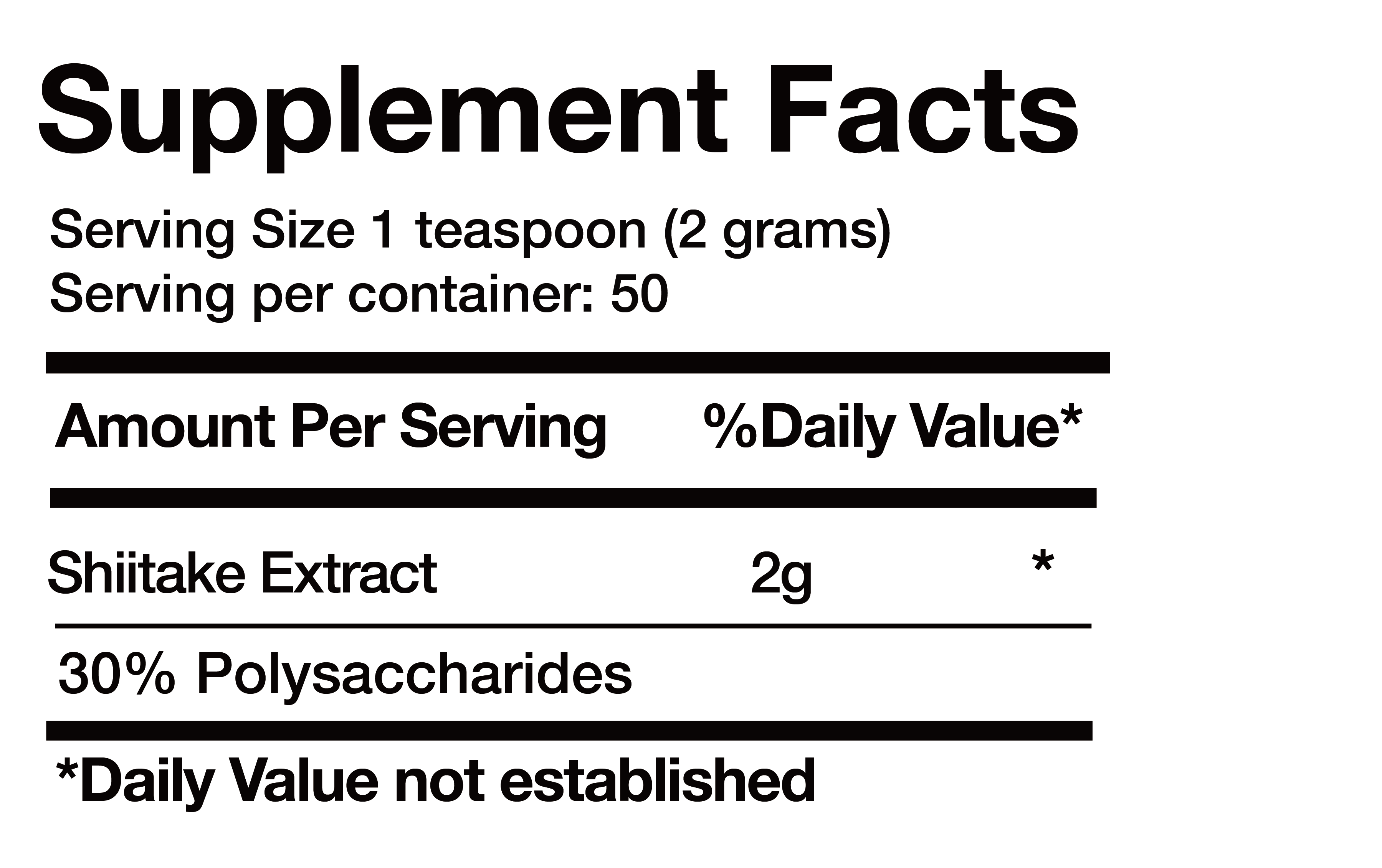 Extracto de Shiitake  (Shiitake Extract) nutrition facts