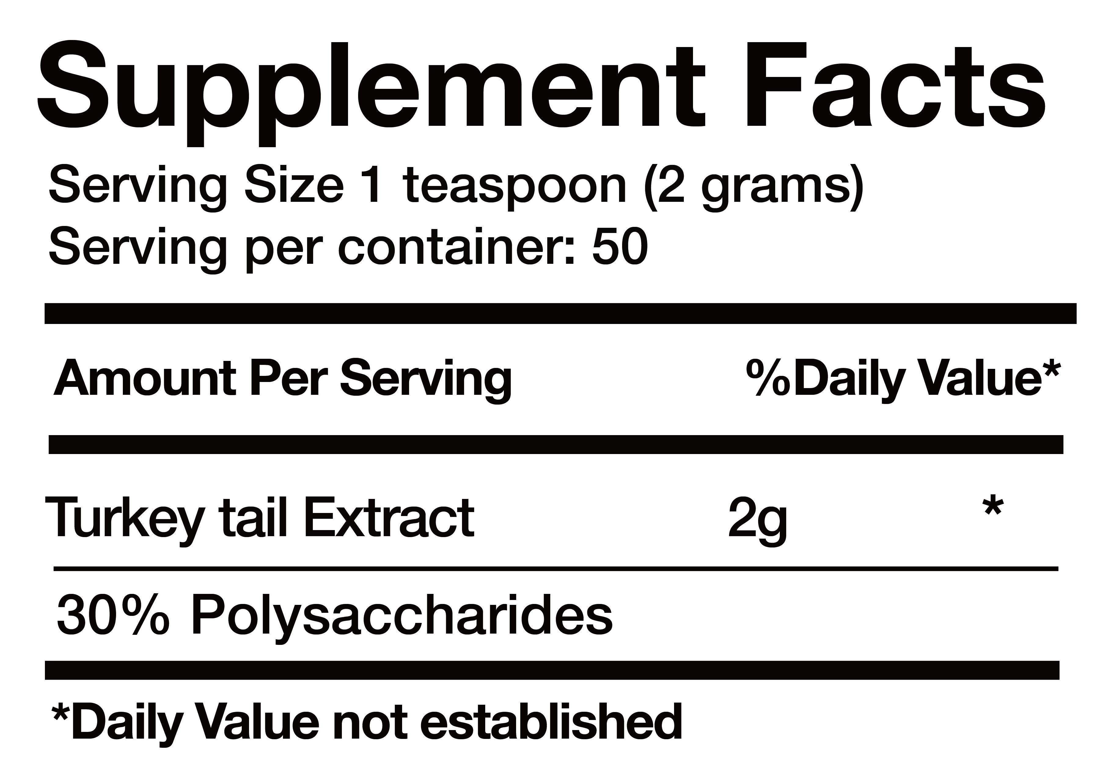 Extracto de Cola de Pavo (Turkey tail Extract) nutrition facts